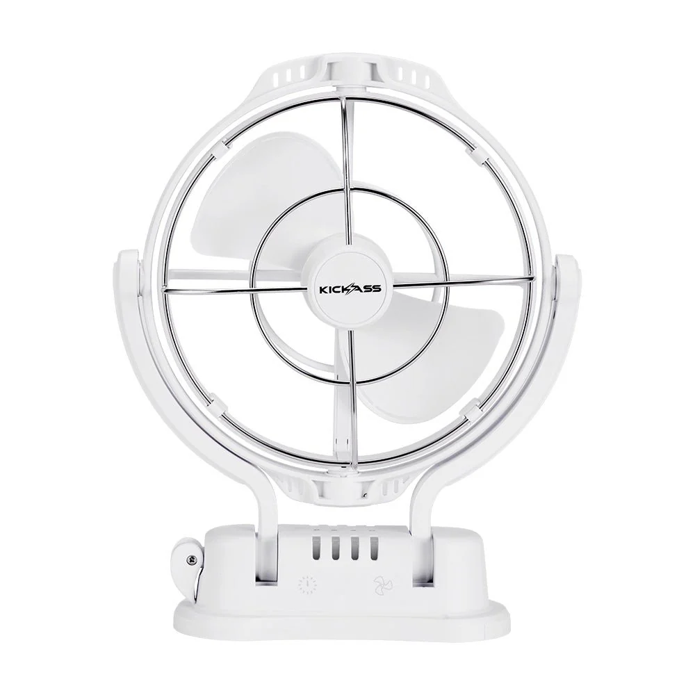 KickAss 12V  / 24V 360°, 3 Speed Caravan Fan - White - Image 3