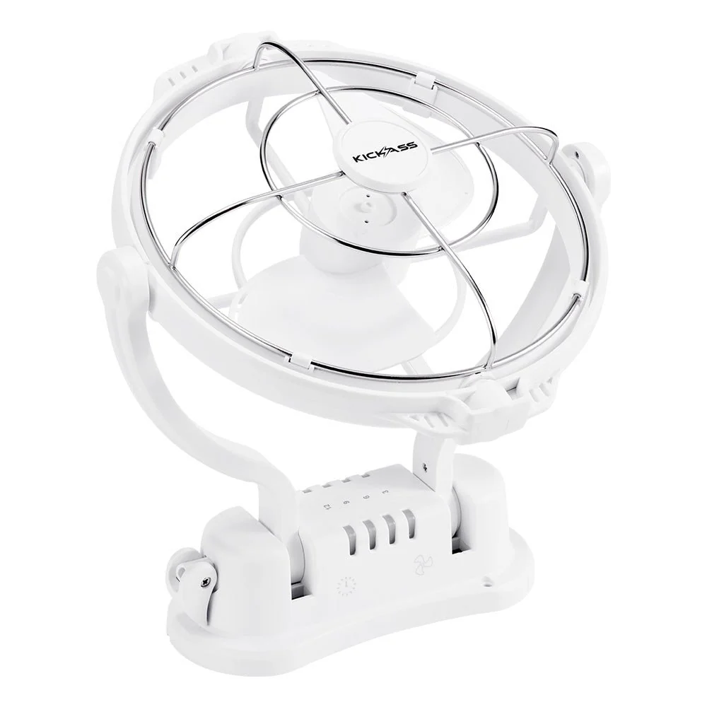 KickAss 12V  / 24V 360°, 3 Speed Caravan Fan - White - Image 7
